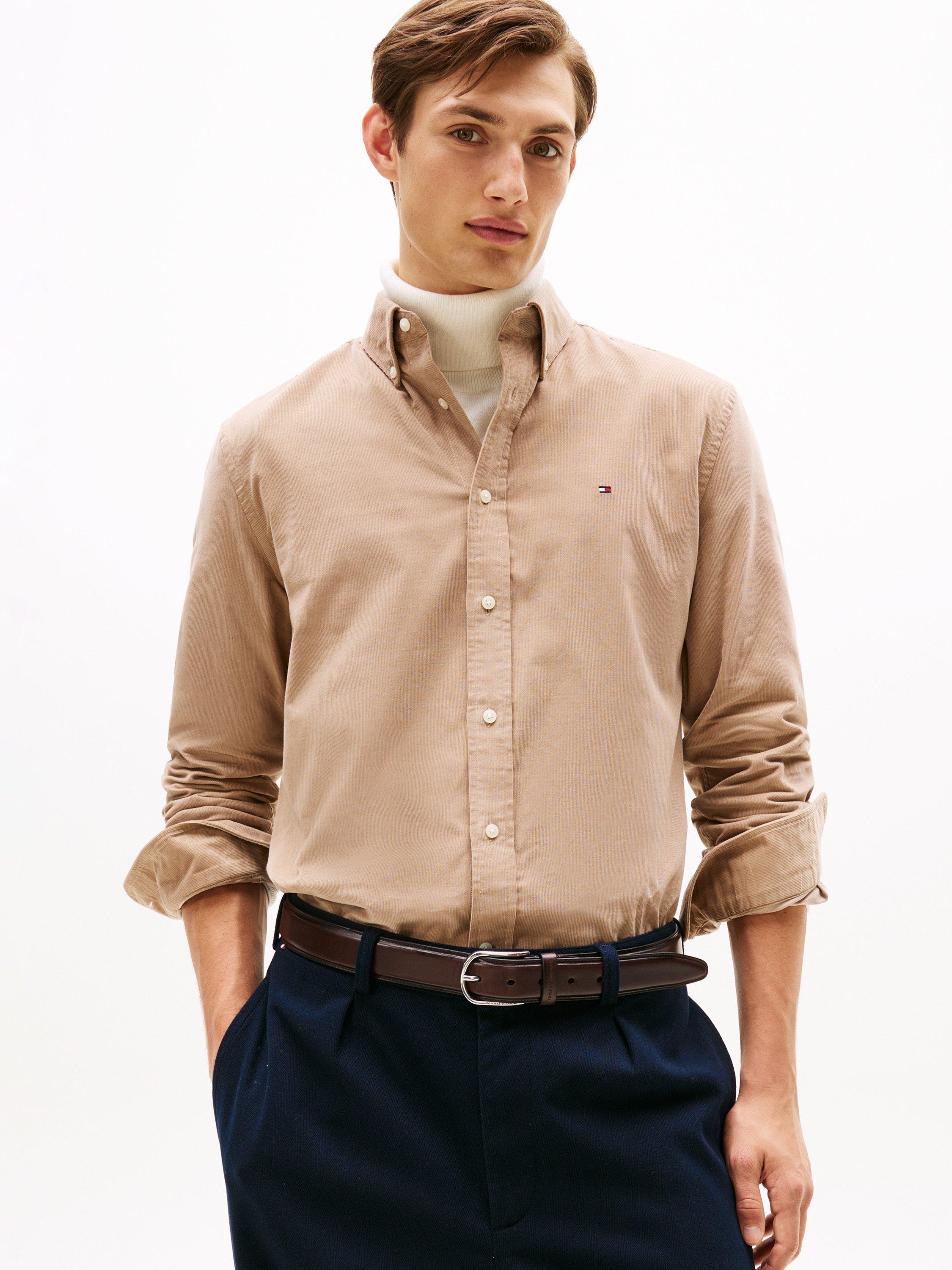 Product image 1 of 6, which shows Tommy Hilfiger Cotton Regular Fit Cord Shirt, Coastal Taupe, S