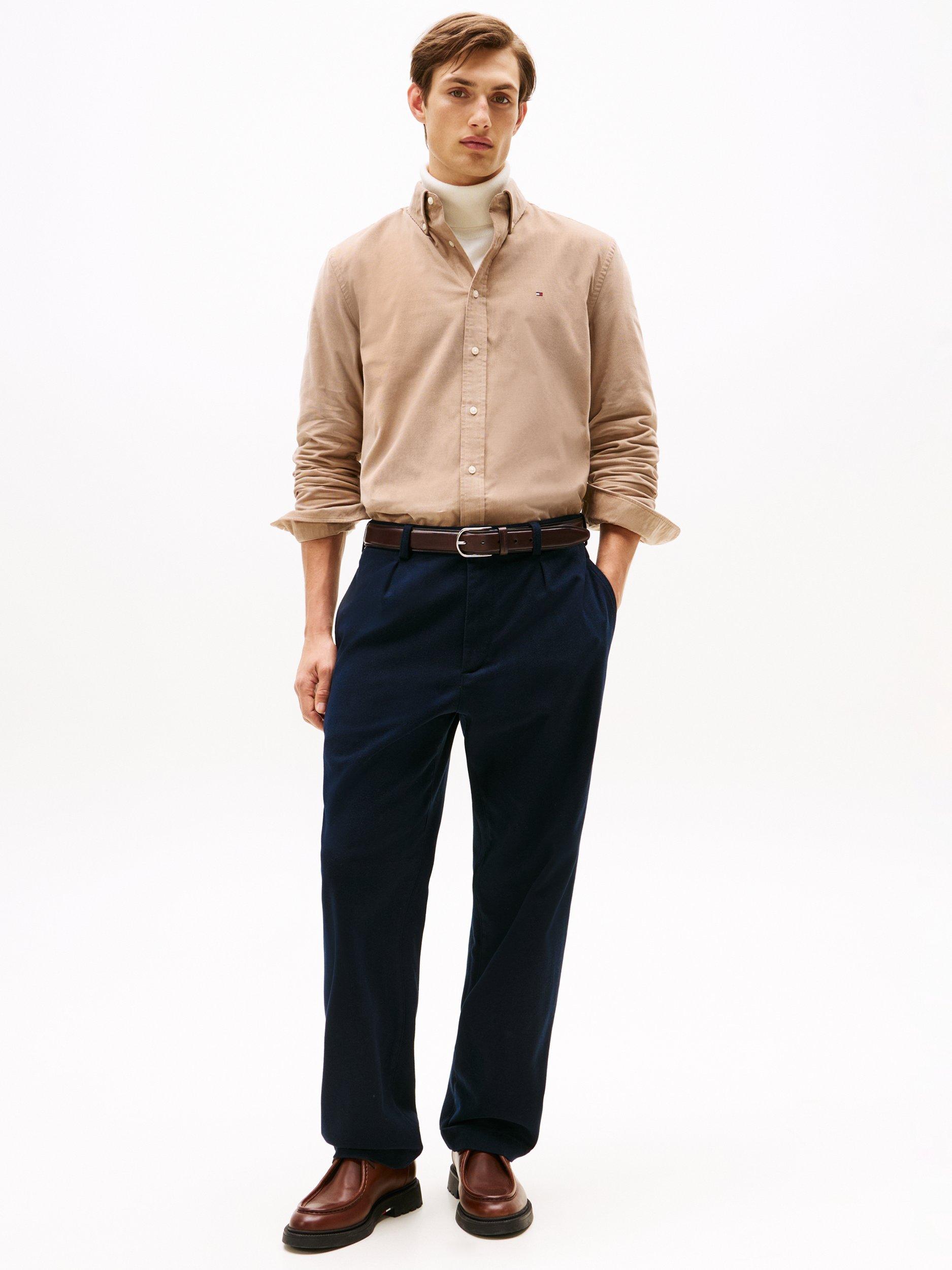 Product image 4 of 6, which shows Tommy Hilfiger Cotton Regular Fit Cord Shirt, Coastal Taupe, S