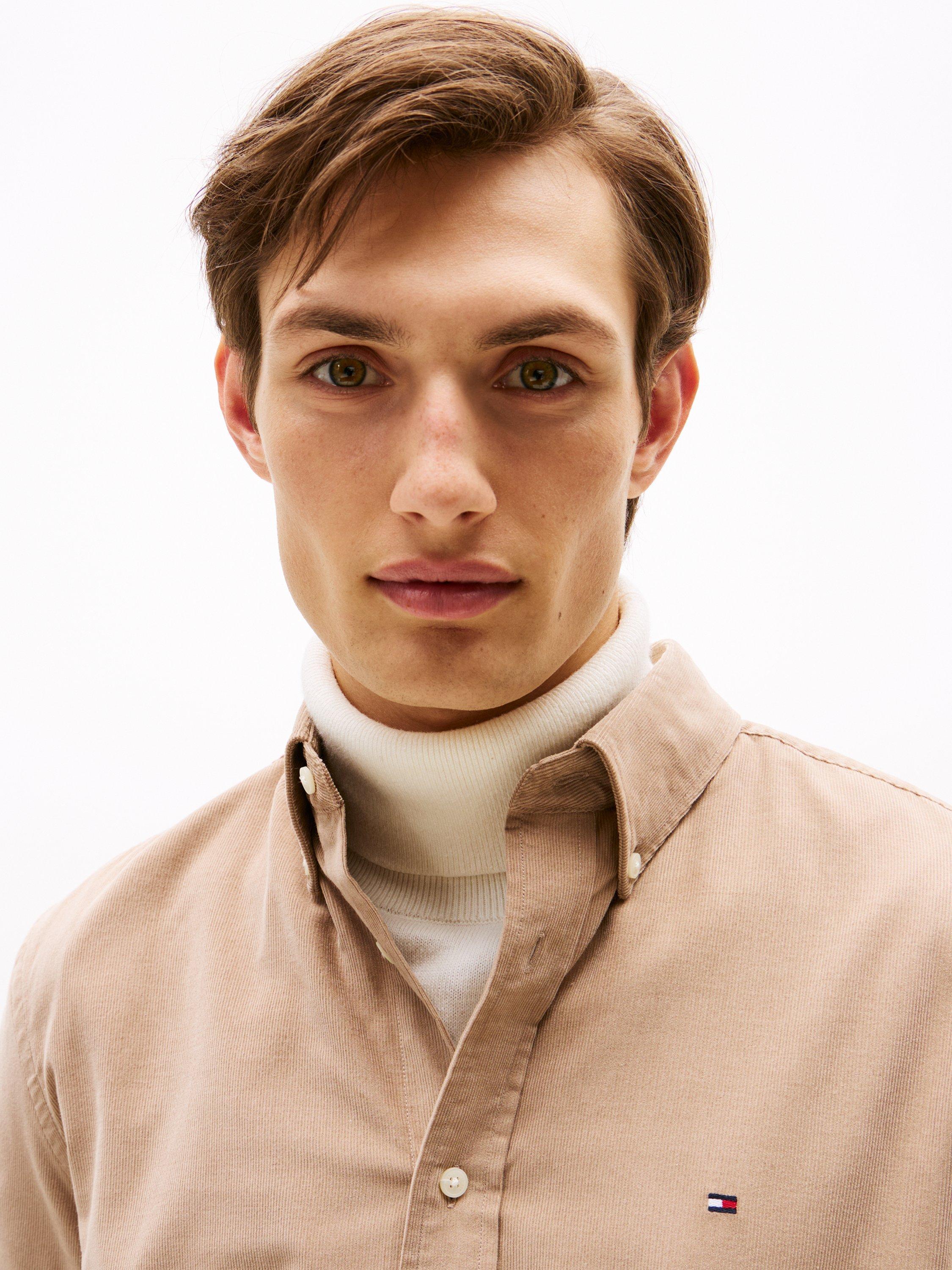 Product image 6 of 6, which shows Tommy Hilfiger Cotton Regular Fit Cord Shirt, Coastal Taupe, S