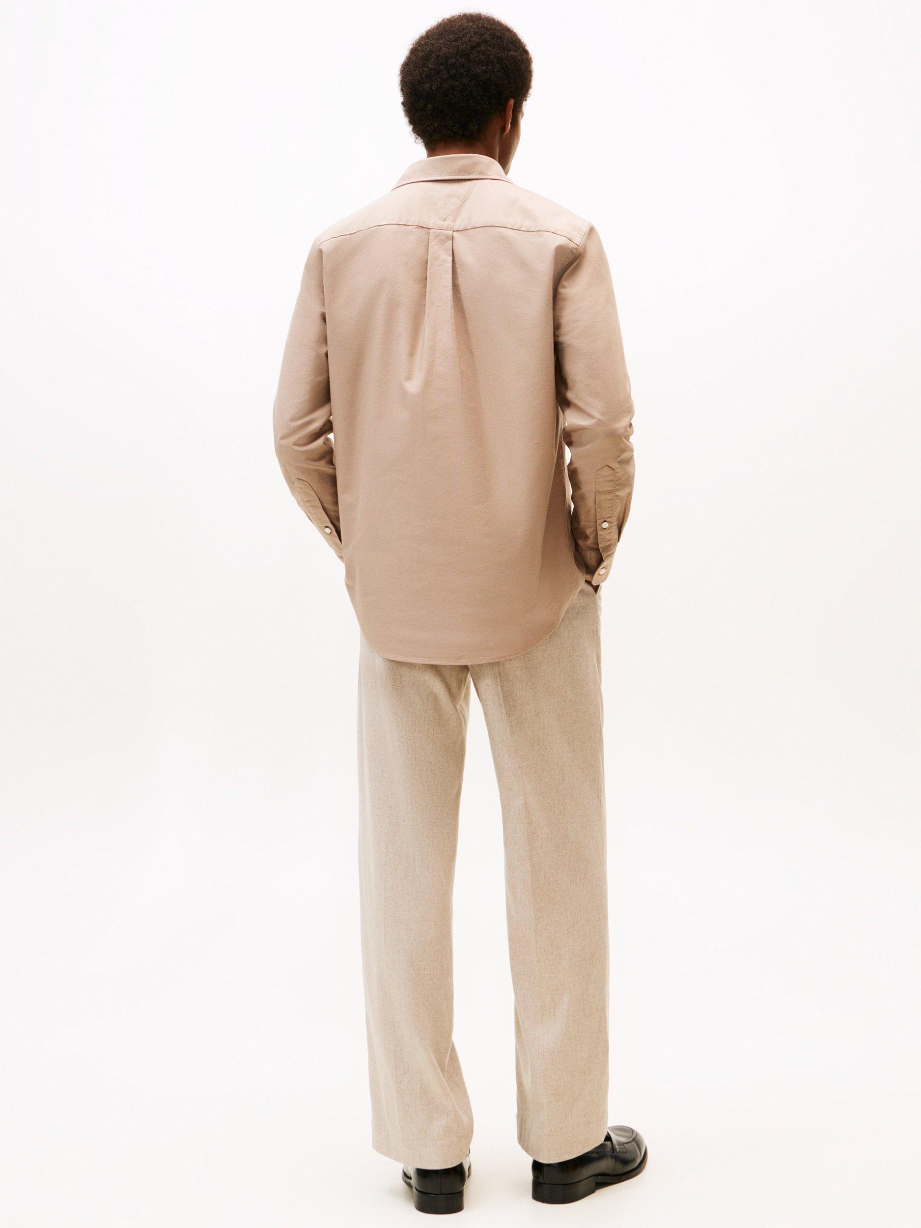 Product image 2 of 5, which shows Tommy Hilfiger Regular Fit Button-Down Collar Oxford Shirt, Taupe, M