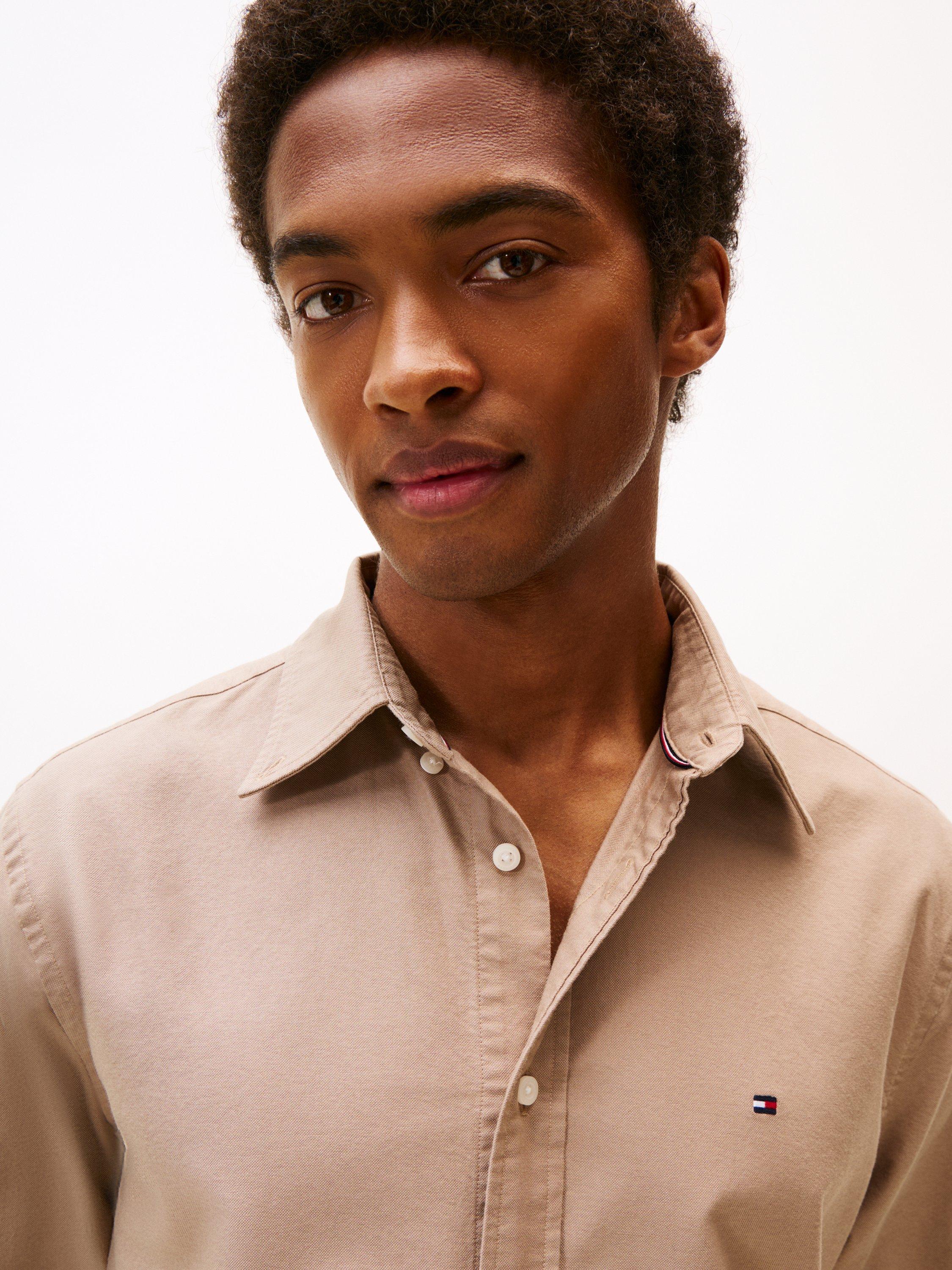 Product image 5 of 5, which shows Tommy Hilfiger Regular Fit Button-Down Collar Oxford Shirt, Taupe, M