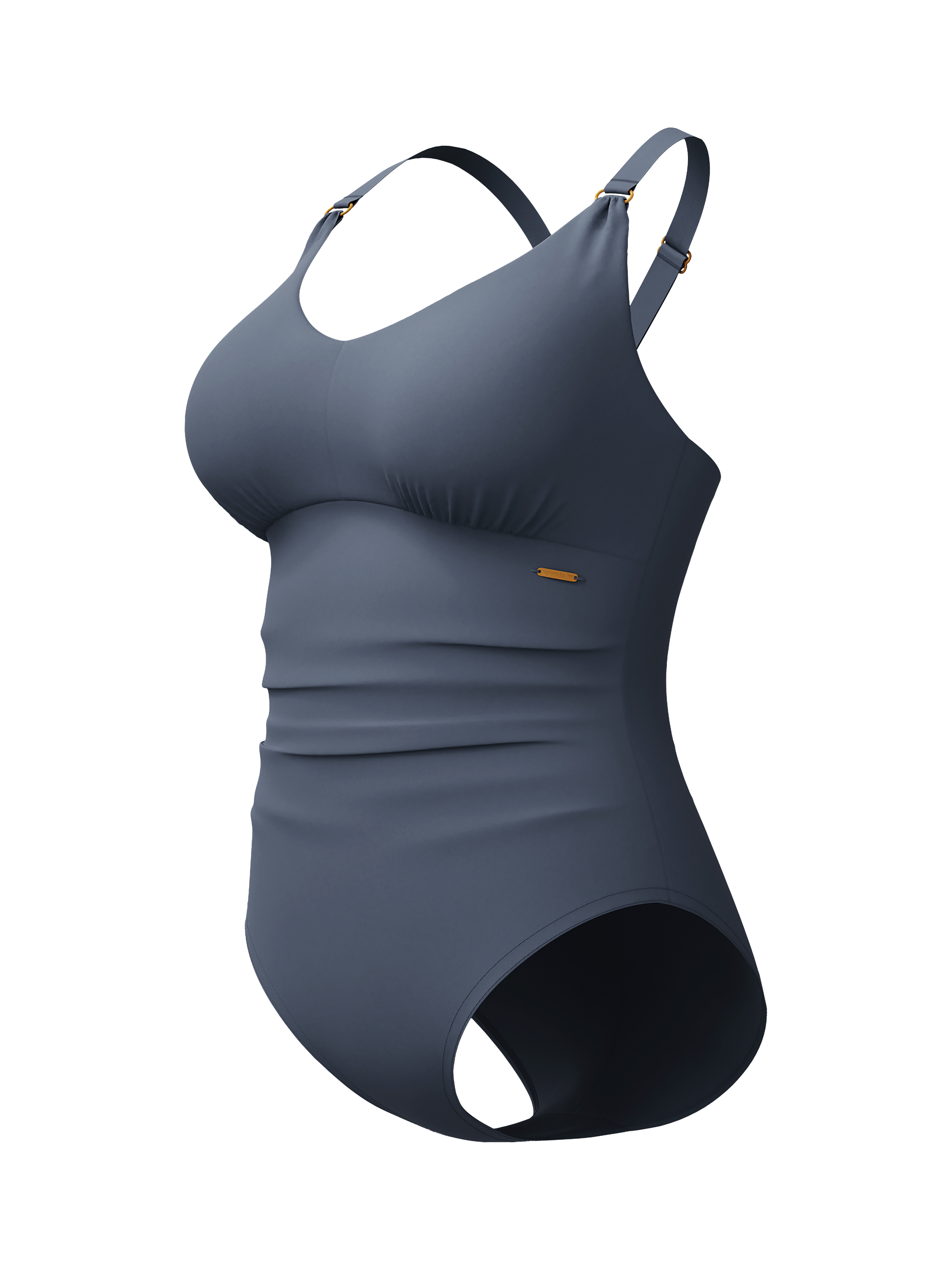 Product image 1 of 5, which shows Speedo Shaping V-Neck Swimsuit, Grey Lead, 32