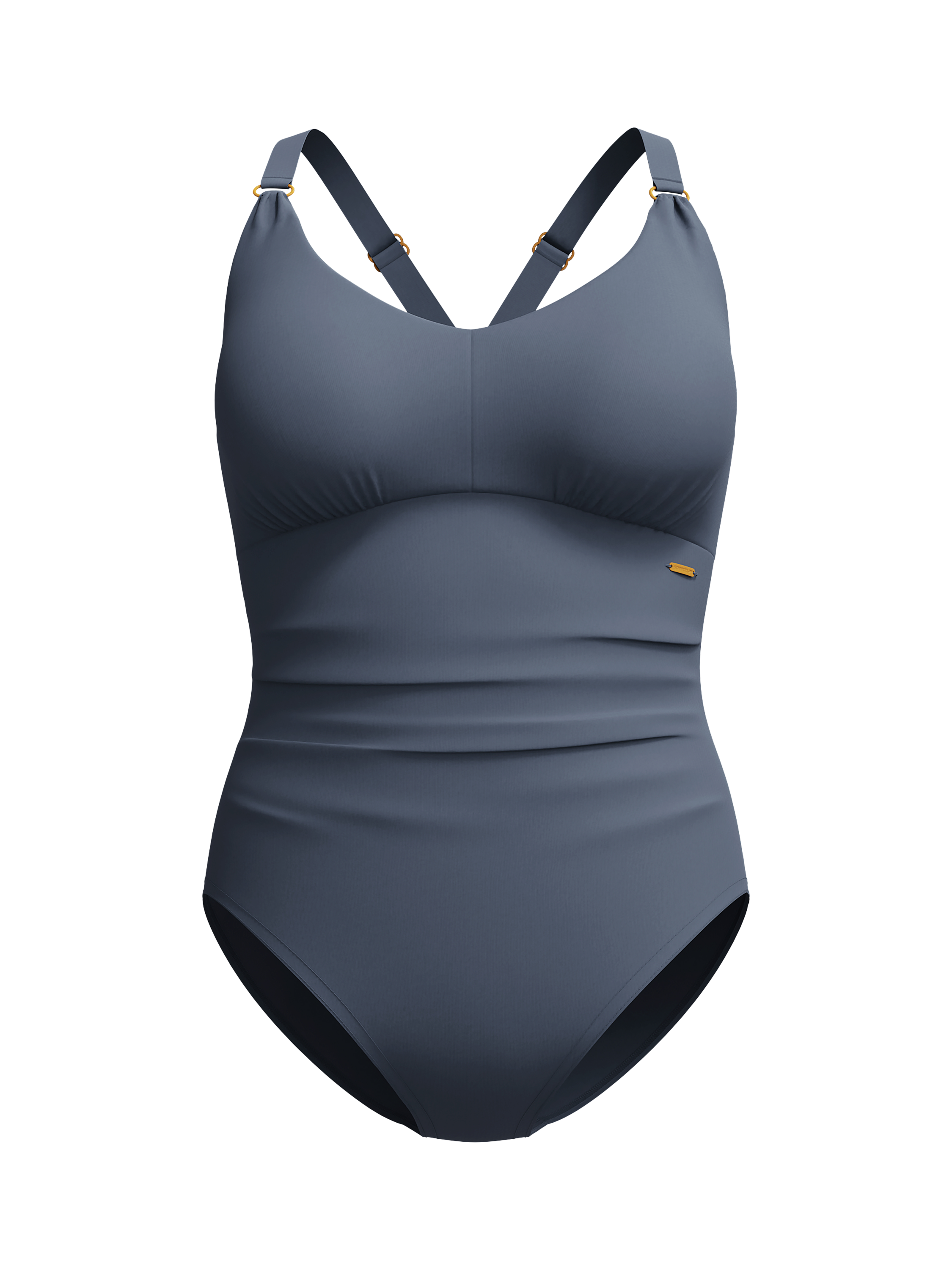 Product image 4 of 5, which shows Speedo Shaping V-Neck Swimsuit, Grey Lead, 32