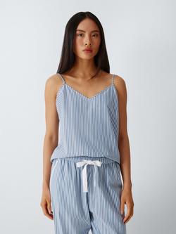 John Lewis Ladder Stripe Camisole Pyjama Top, Blue Stripe, Blue Stripe