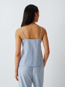 John Lewis Ladder Stripe Camisole Pyjama Top, Blue Stripe - view 2, Blue Stripe