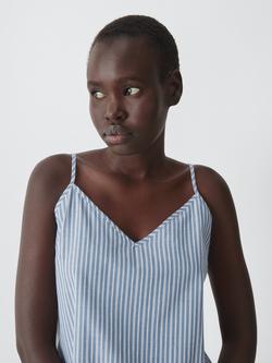 John Lewis Ladder Stripe Camisole Pyjama Top, Blue Stripe - view 2, Blue Stripe