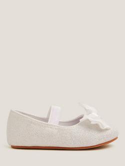 Monsoon Baby Bow Glitter Walker Shoes, Ivory, Ivory