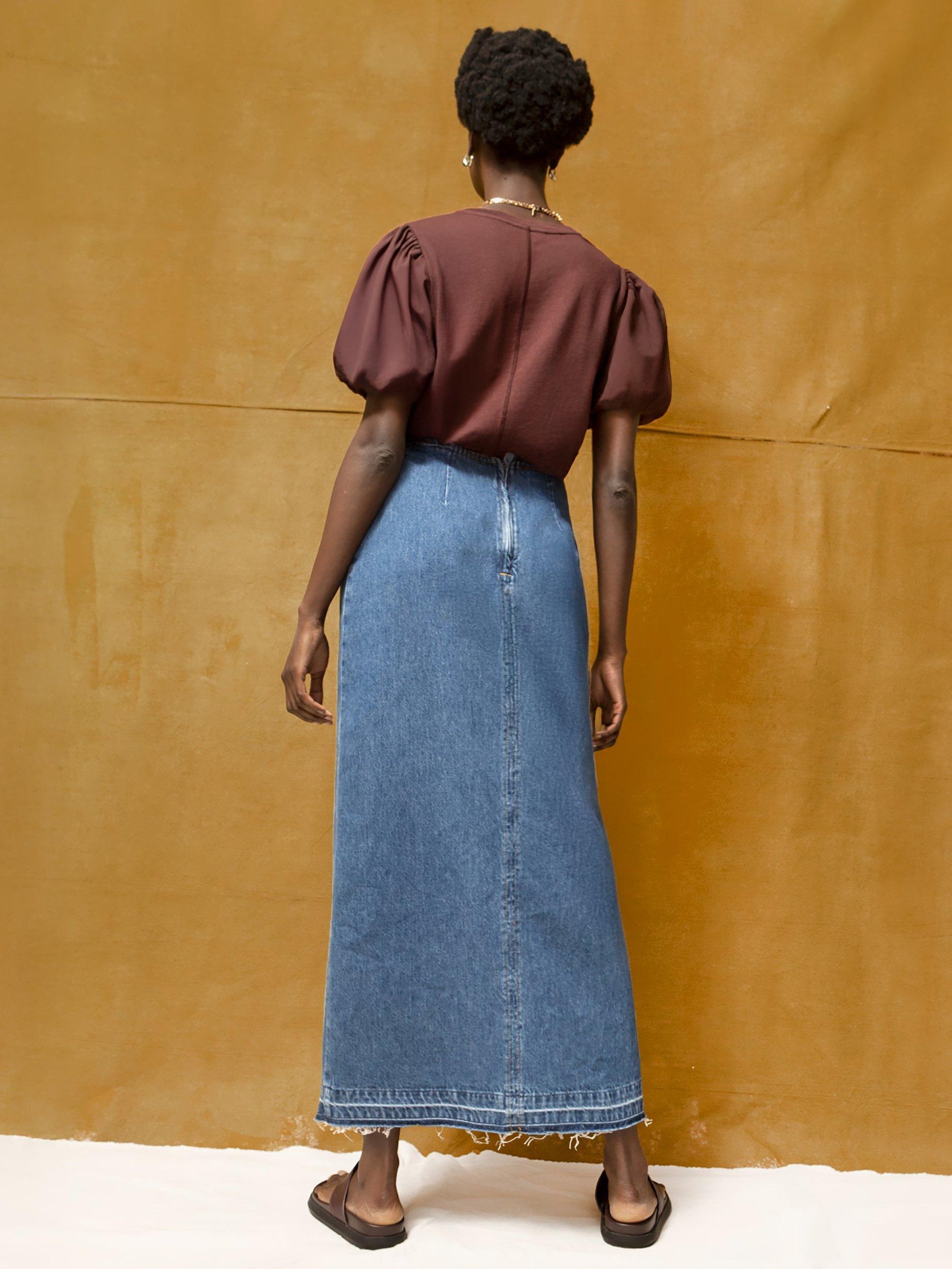 Product image 5 of 5, which shows Ro&Zo Crew Neck Puff Sleeve T-Shirt, Brown, M