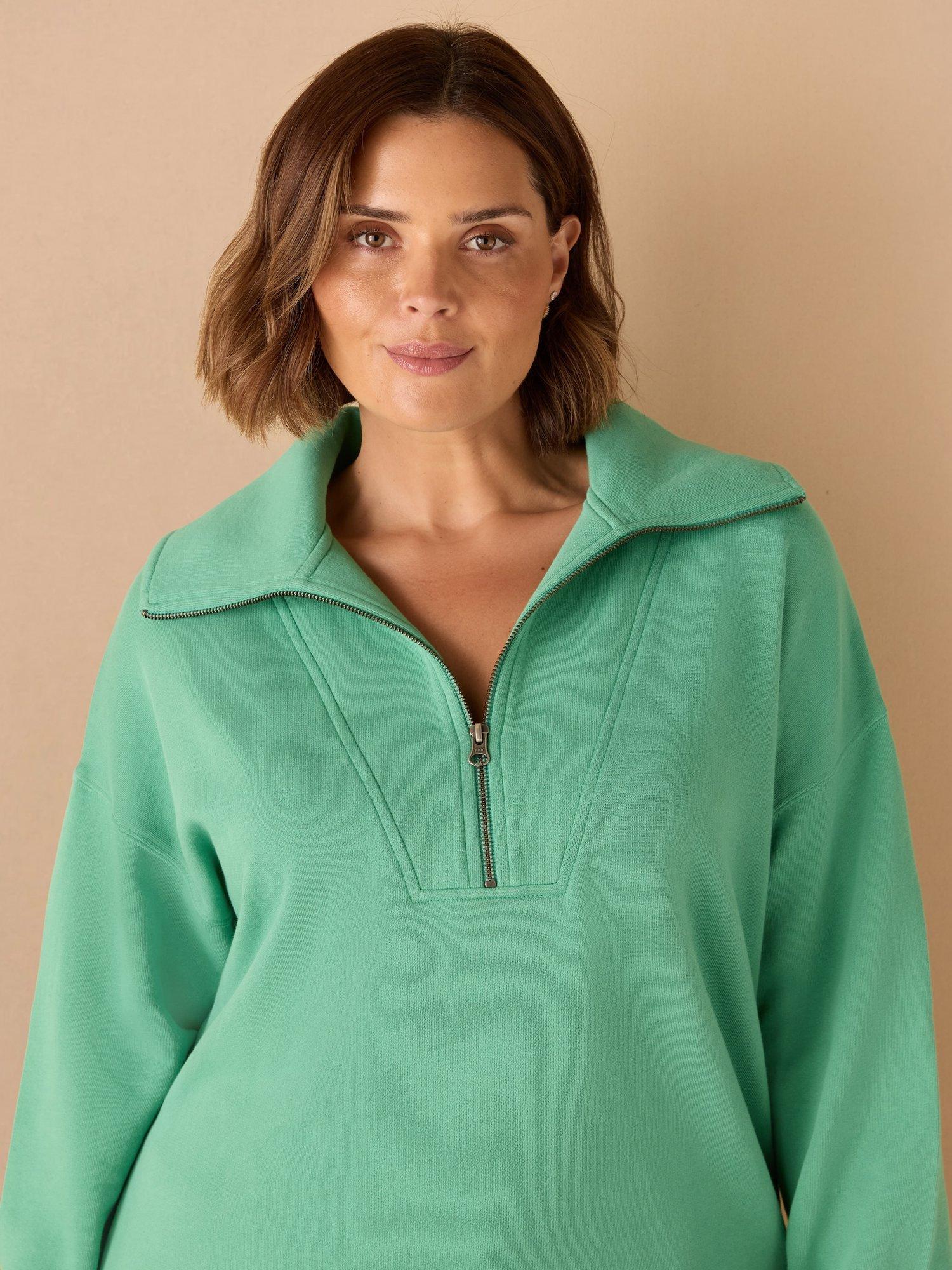 Product image 2 of 3, which shows Live Unlimited Curve 1/2 Zip Sweatshirt, Green, 12