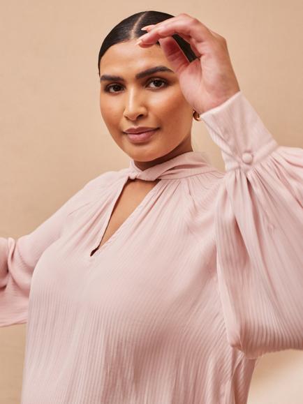 Live Unlimited Curve Twist High Neck Top, Pink, Pink