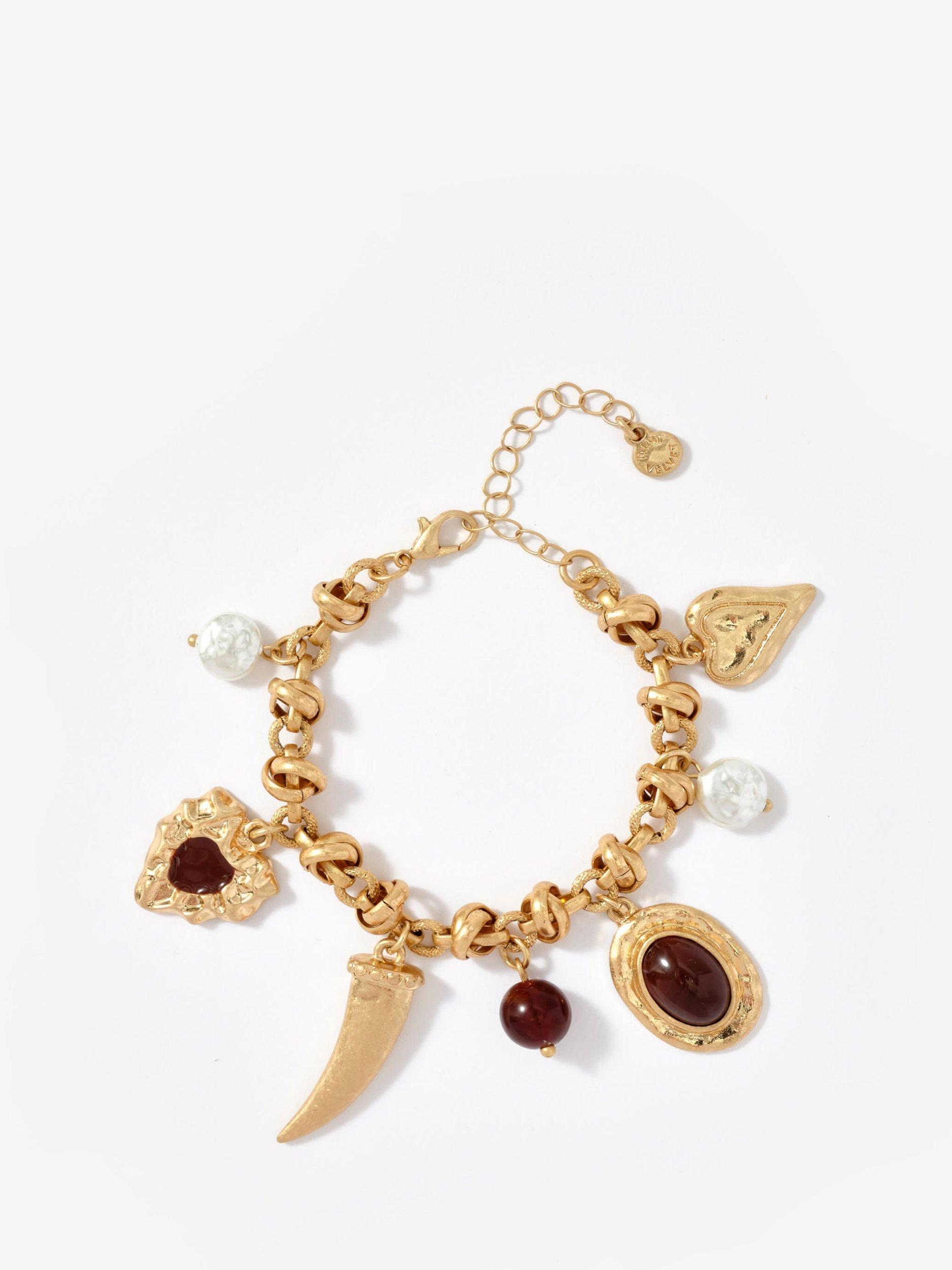 Mint Velvet Statement Charm Bracelet, Gold/Multi