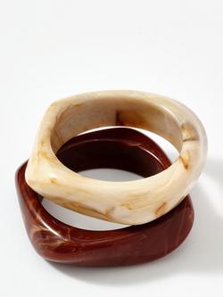 Mint Velvet Resin Bangle Set, Brown/Beige, Brown/Beige