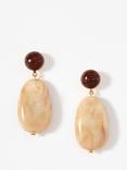 Mint Velvet Resin Drop Earrings, Brown/Natural