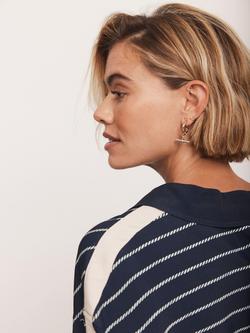 Mint Velvet Drop Hoop Earrings, Gold Gold - view 2, Gold Gold