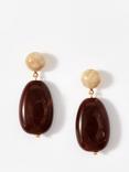 Mint Velvet Resin Drop Earrings, Brown Multi Brown