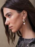 Mint Velvet Textured Hoop Pearl Drop Earrings, Gold Gold