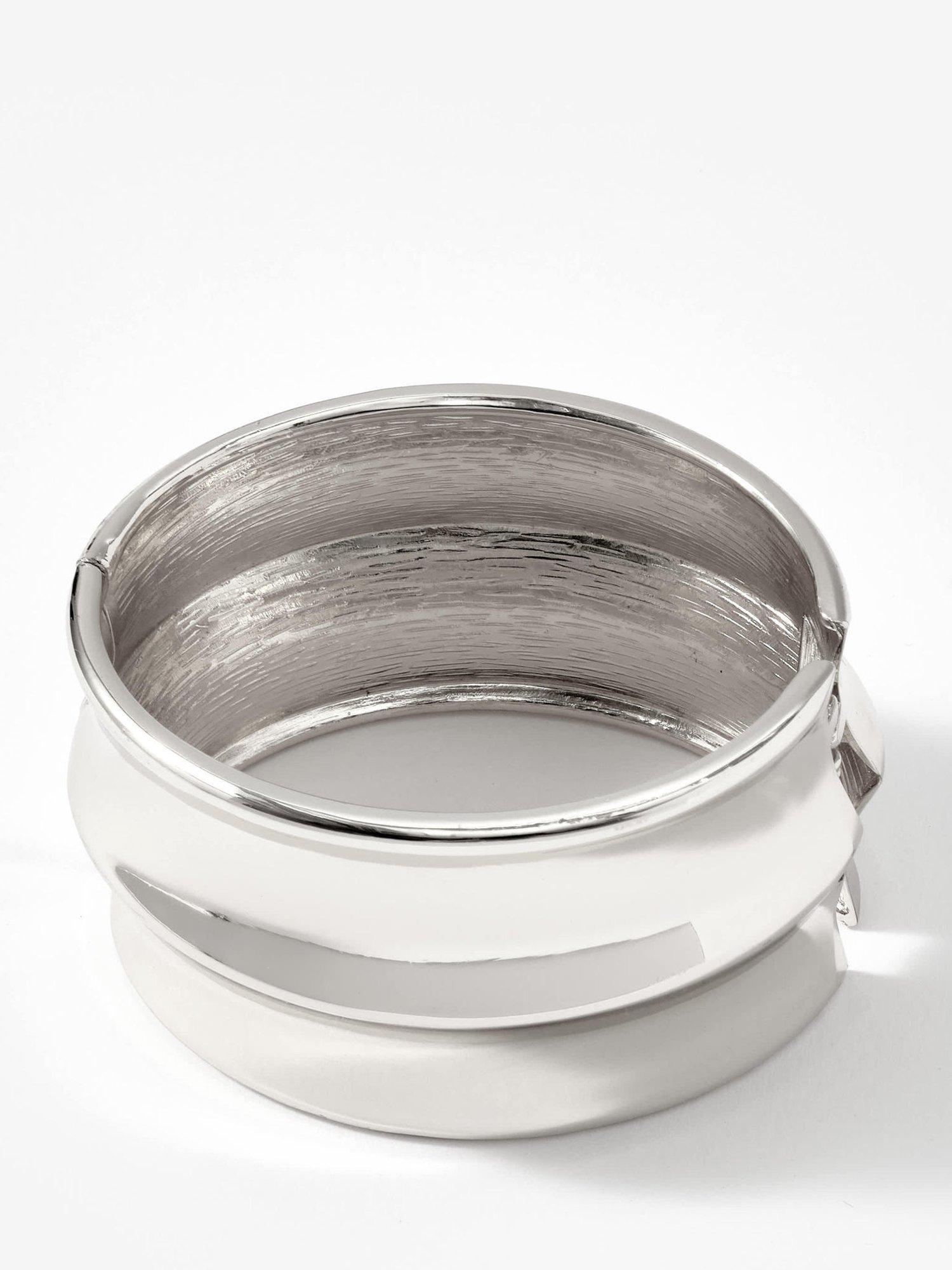 Product image 1 of 1, which shows Mint Velvet Statement Ridge Cuff Bracelet, Silver