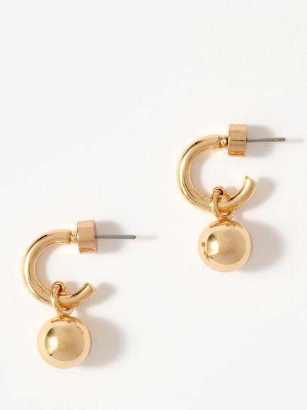 Mint Velvet Sphere Pendant Hoop Earrings, Gold, Gold
