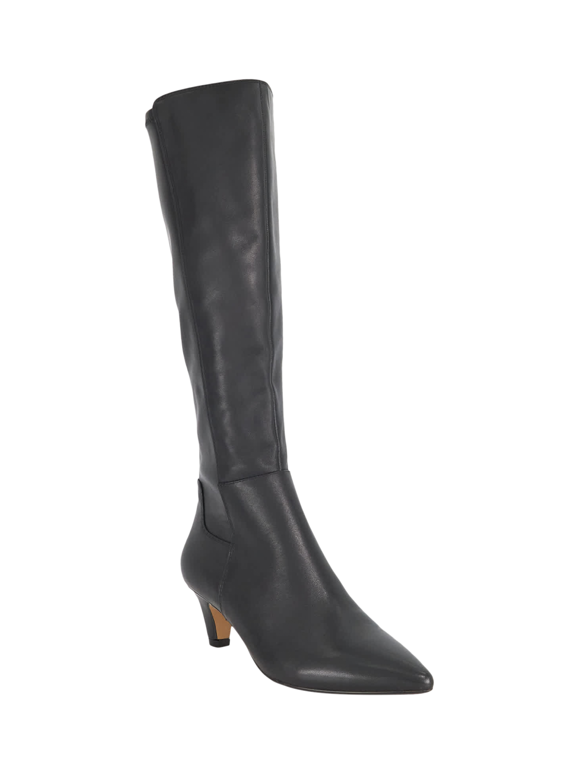 Product image 4 of 6, which shows Dune London Sera Leather Knee-High Kitten Heel Boots, Black, EU36