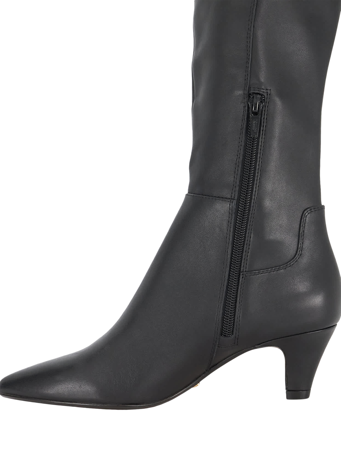 Product image 6 of 6, which shows Dune London Sera Leather Knee-High Kitten Heel Boots, Black, EU36