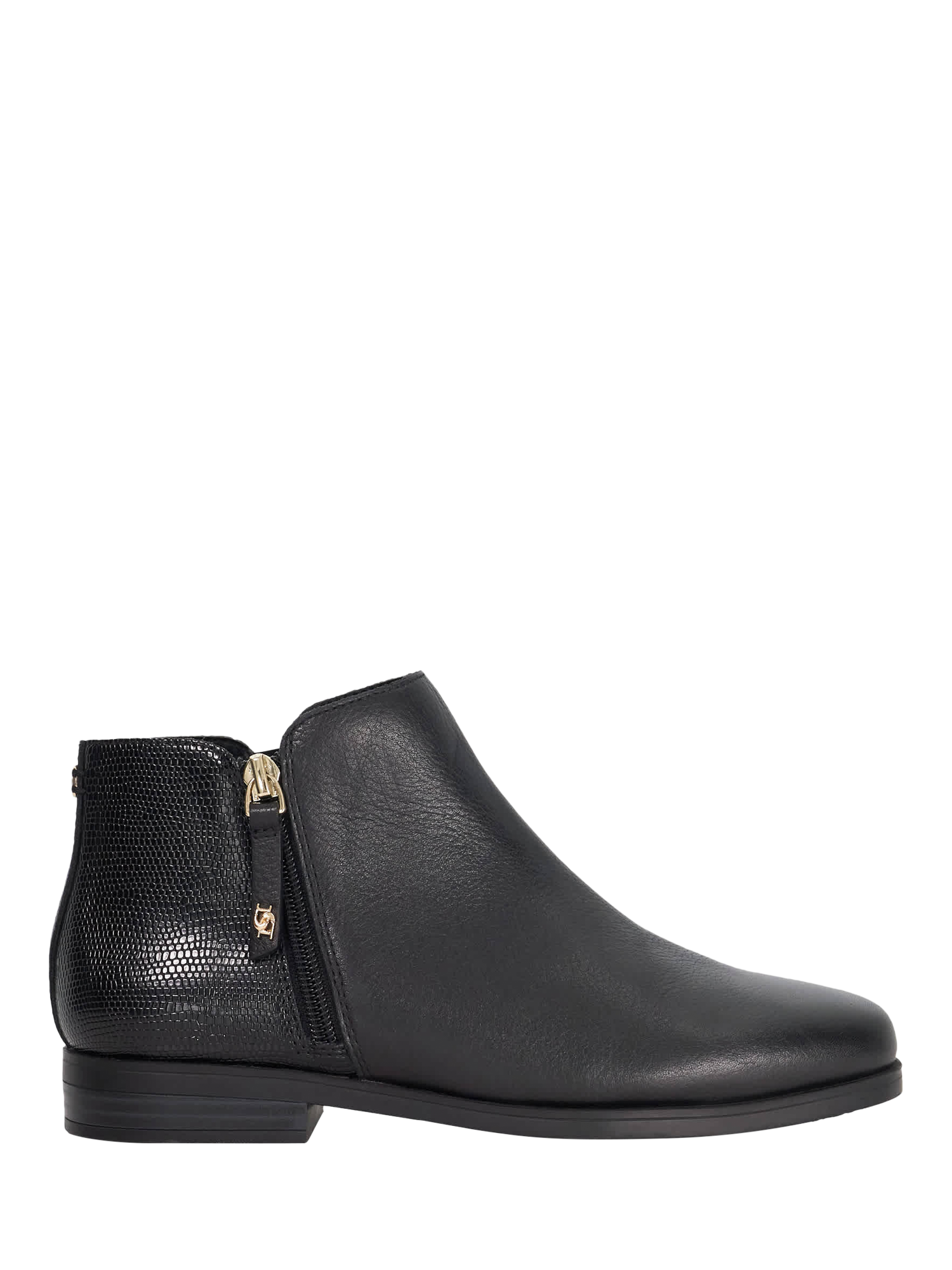 Product image 1 of 5, which shows Dune London Poleyn Leather Ankle Boots, Black, EU36