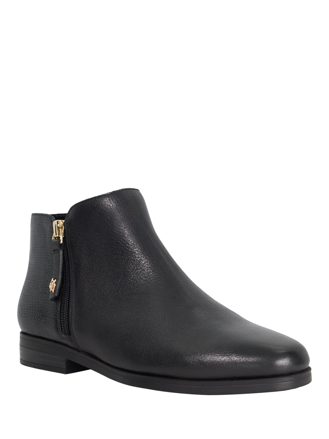 Product image 3 of 5, which shows Dune London Poleyn Leather Ankle Boots, Black, EU36