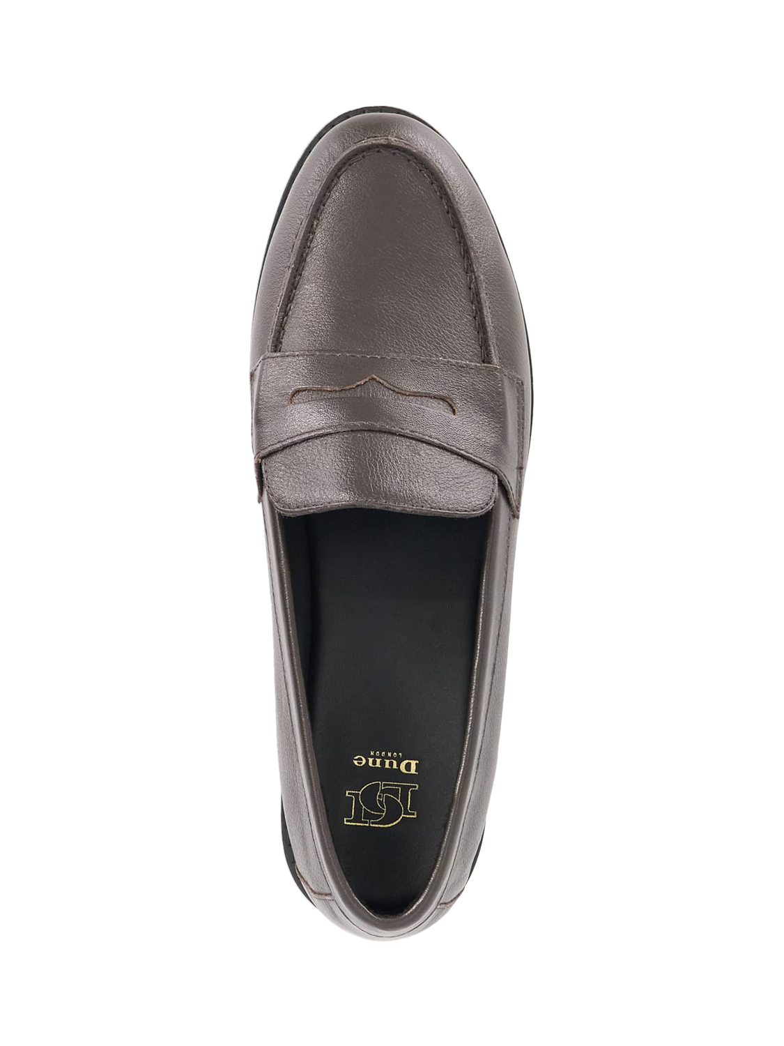 Product image 2 of 5, which shows Dune London Ginelli Leather Penny Loafers, Brown, EU36