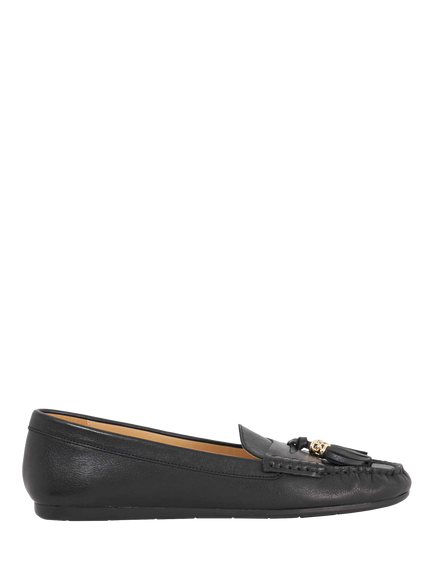 Dune London Geen Leather Tassle Detail Soft Loafers, Black