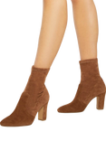 Dune London Optilly Suede Block Heel Sock Boots, Dark Tan