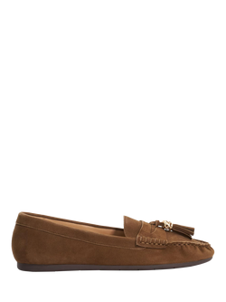 Dune London Geen Tassle Detail Suede Loafers, Brown, Brown