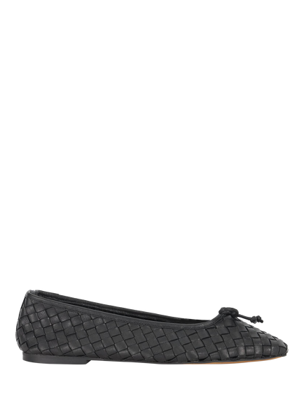 Dune London Heat Woven Leather Ballerina Pumps, Black