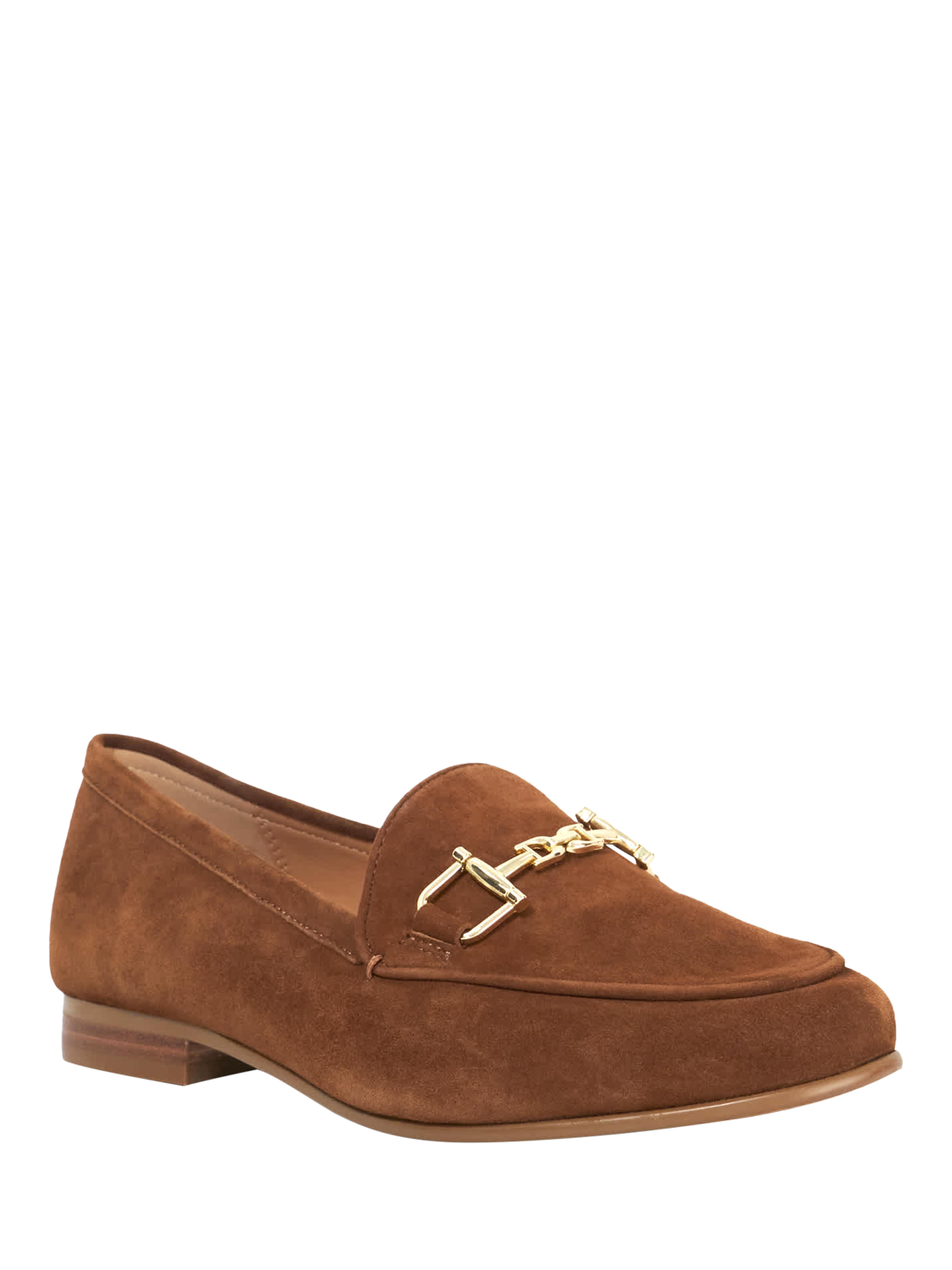 Product image 4 of 6, which shows Dune London Branded Snaffle Trim Leather Slip-On Loafers, Brown, EU36
