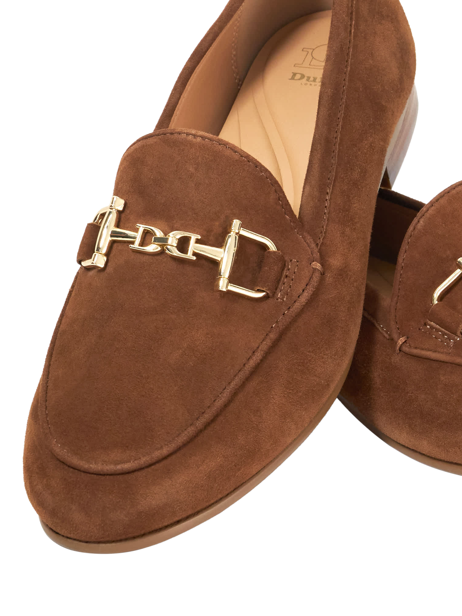 Product image 6 of 6, which shows Dune London Branded Snaffle Trim Leather Slip-On Loafers, Brown, EU36