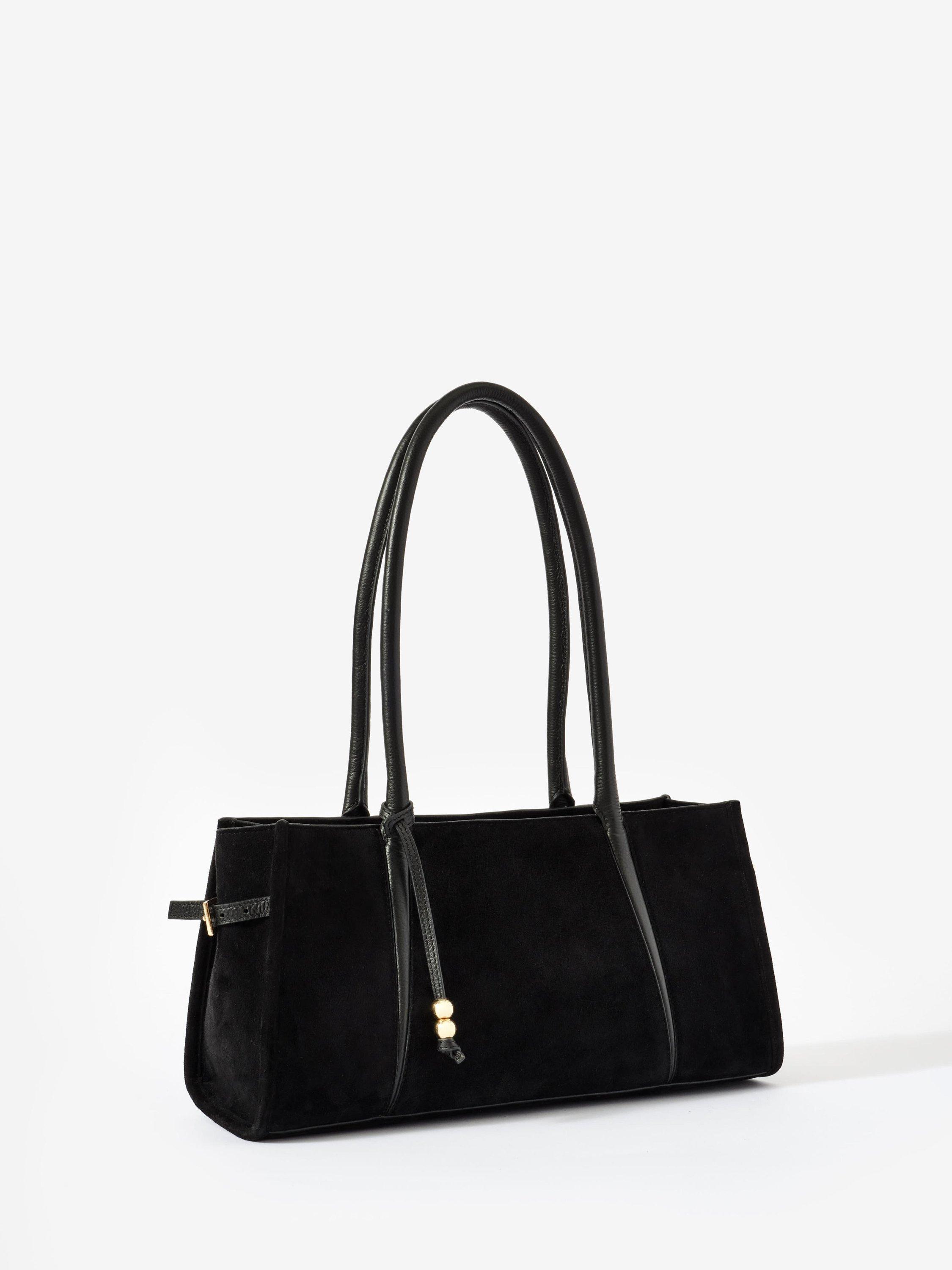 Mint Velvet Zita Suede Shoulder Bag, Black
