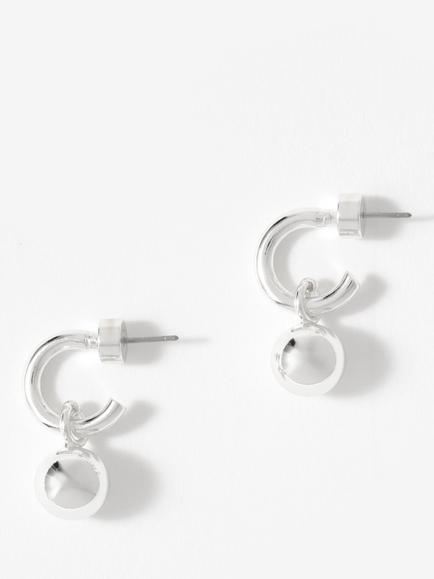 Mint Velvet Sphere Pendant Hoop Earrings, Silver, Silver