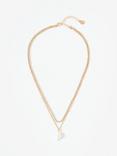 Mint Velvet Double Chain Pearl Necklace, Gold Gold