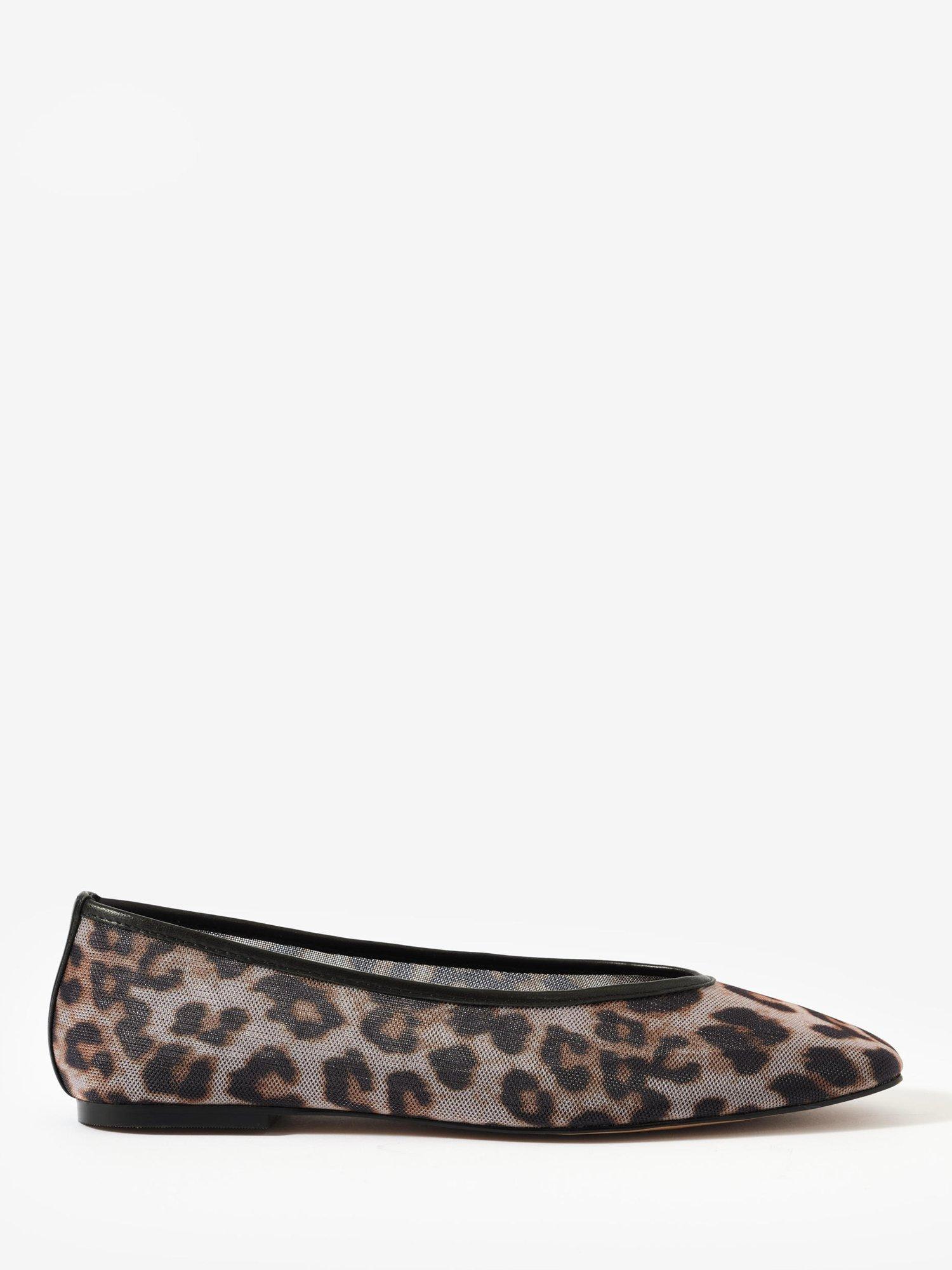 Product image 1 of 4, which shows Mint Velvet Piper Leopard Print Mesh Ballet Flats, Brown, 3