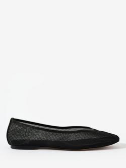 Mint Velvet Piper Mesh Slip-On Ballet Flats, Black