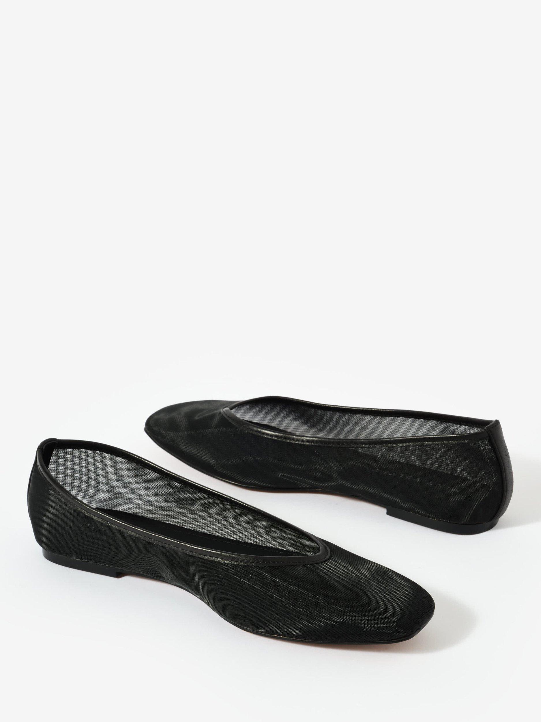 Product image 3 of 4, which shows Mint Velvet Piper Mesh Slip-On Ballet Flats, Black, 3