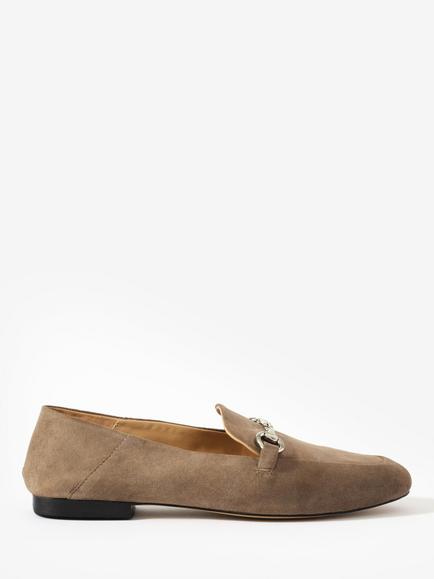 Mint Velvet Camille Neutral Suede Loafers, Natural