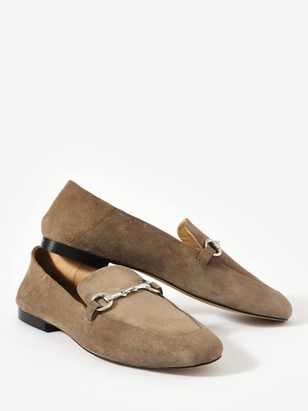 Mint Velvet Camille Neutral Suede Loafers - view 2, Natural
