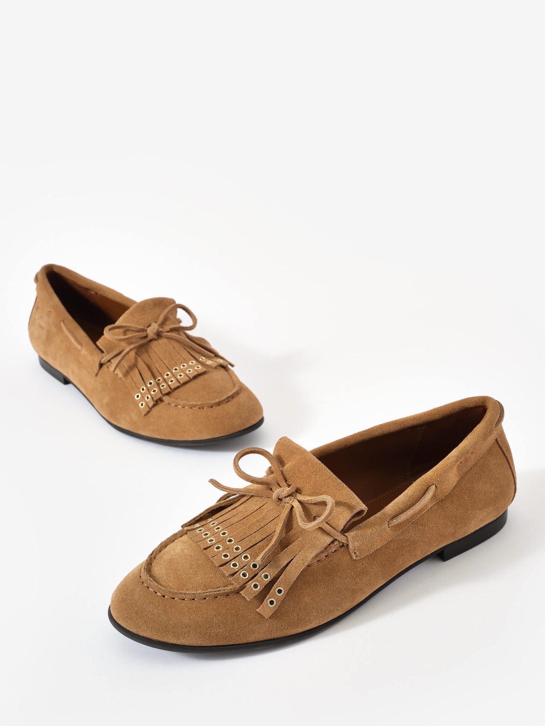 Product image 4 of 4, which shows Mint Velvet Melba Flat Heel Suede Loafers, Neutrals, 6