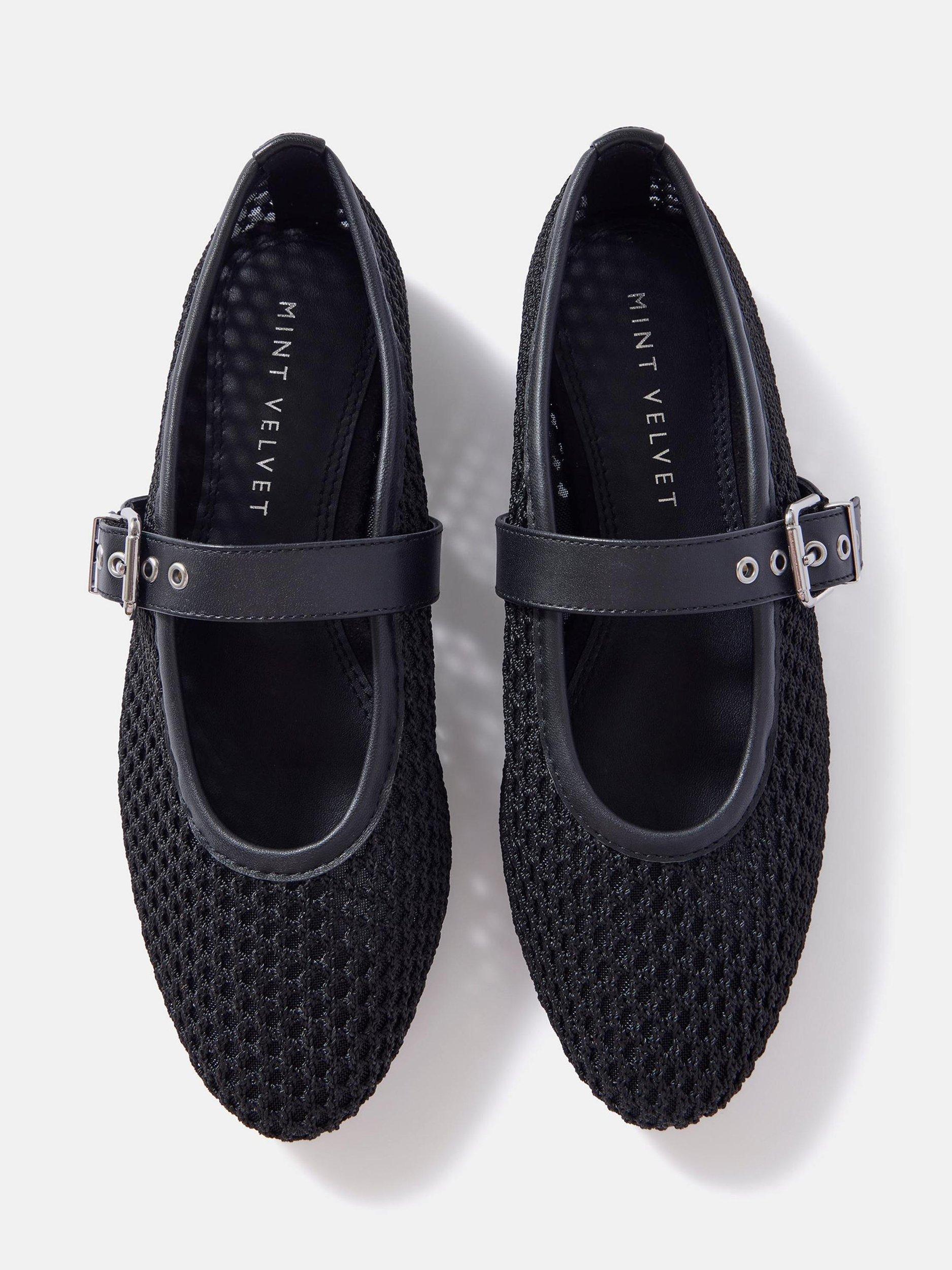 Product image 4 of 5, which shows Mint Velvet Trixie Mesh Ballet Flat Pumps, Black, 3