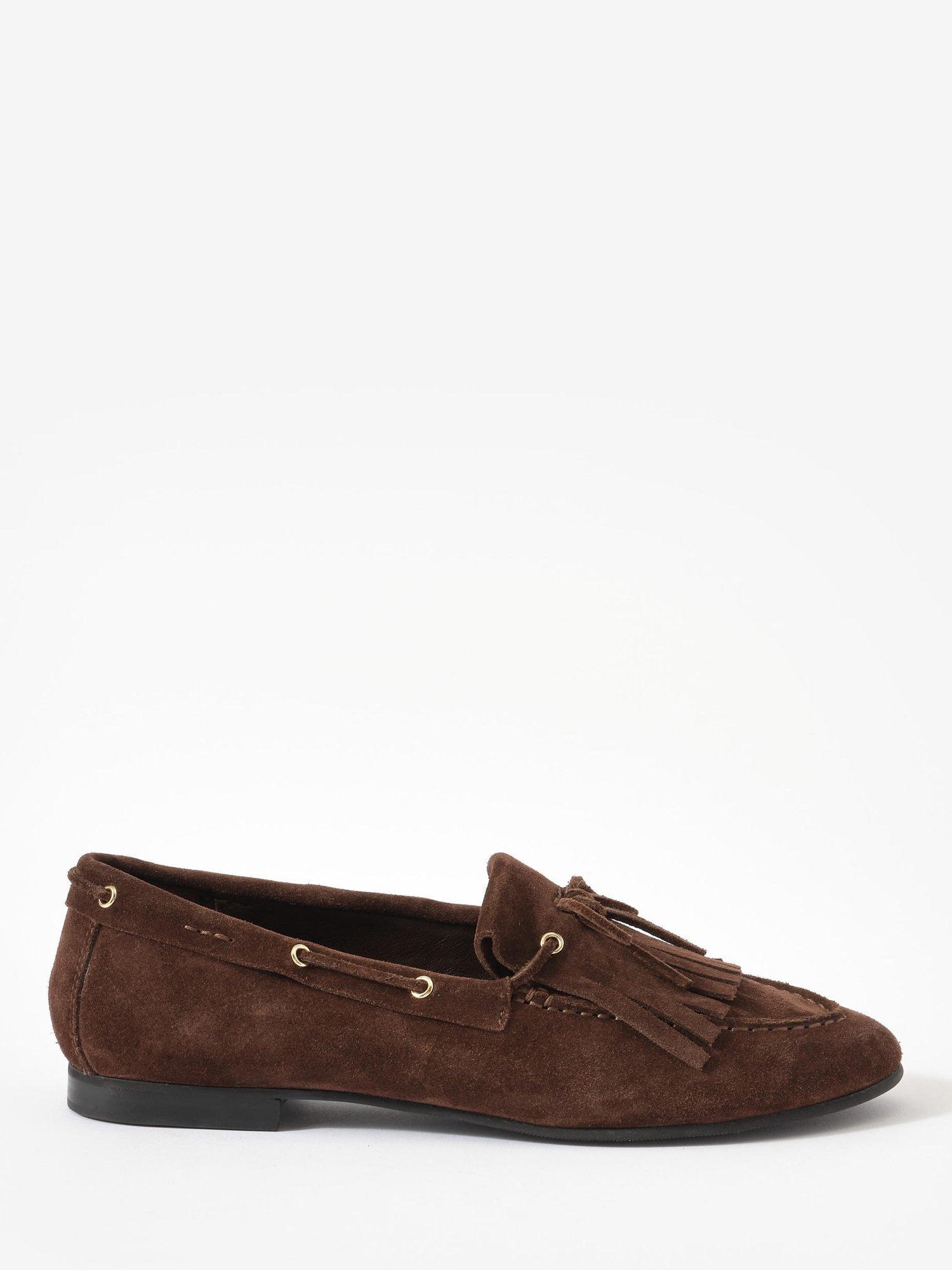 Product image 1 of 3, which shows Mint Velvet Melba Brown Suede Loafers, Brown, 3