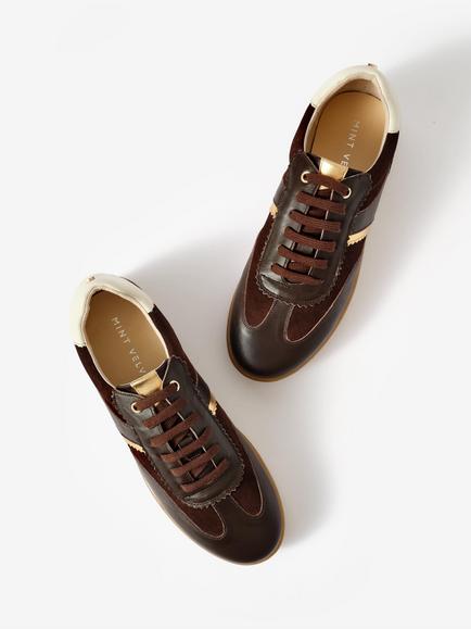 Mint Velvet Lucia Almond Toe Suede Trainers - view 2, Brown