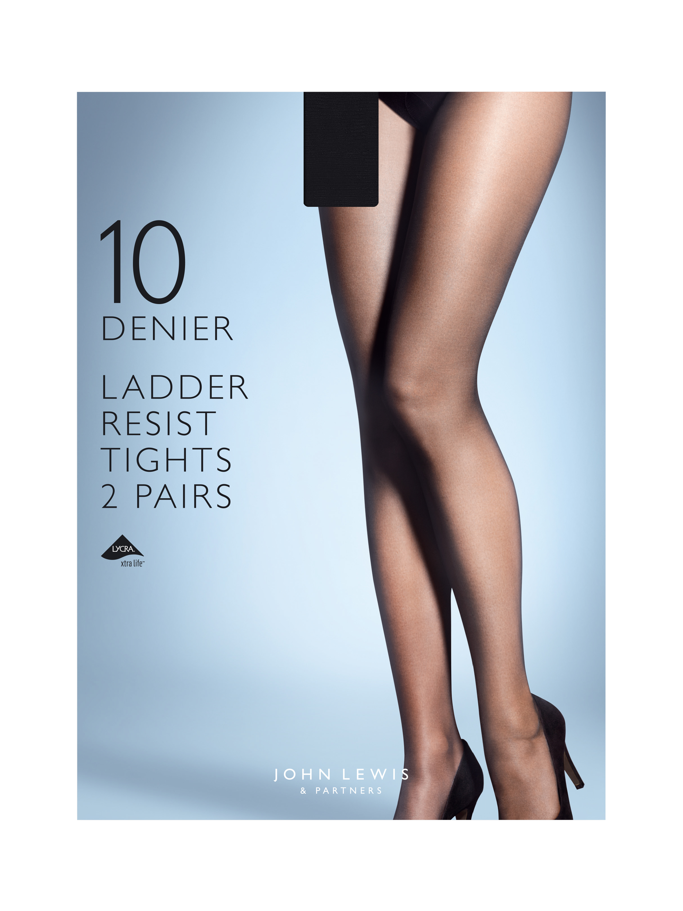 Product image 4 of 4, which shows John Lewis 10 Denier Ladder Resistant Tights, Almond, Almond, S