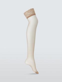 John Lewis 15 Denier Lace Hold Ups, Pack of 2, Almond, Almond