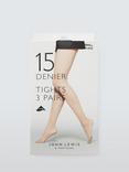 John Lewis 15 Denier Everyday Sheer Tights, Pack of 3, Black