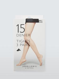 John Lewis 15 Denier Everyday Sheer Tights, Pack of 3, Navy, Black