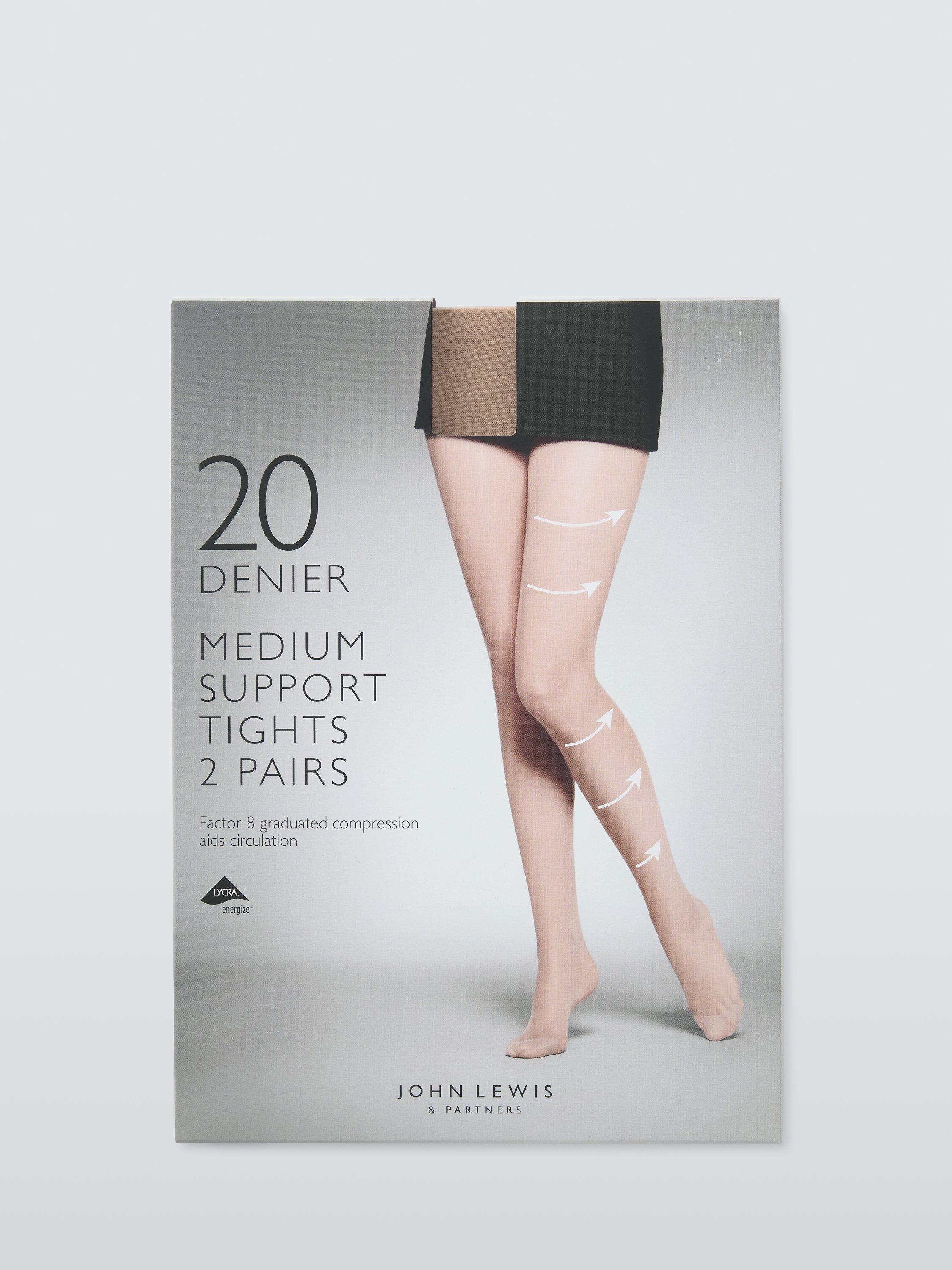 Product image 3 of 3, which shows John Lewis 20 Denier Medium Support Tights, Pack of 2, Almond, Almond, S
